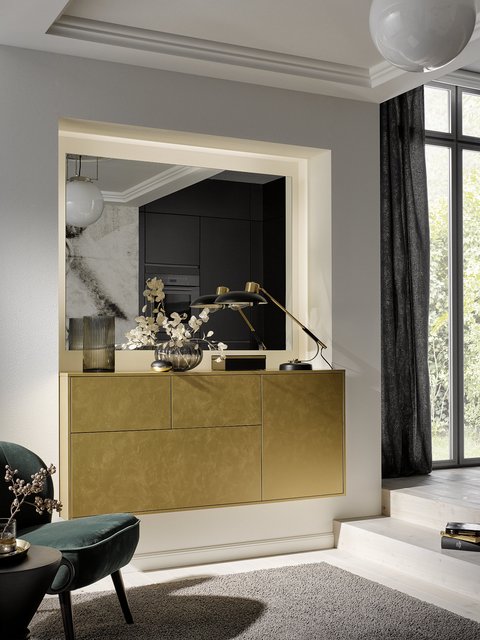 Keuken dressoir in goud Trendy gouden keuken dressoir
