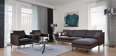 Couchgarnitur mit Chrombeinen von Bielefelder Werkstätten